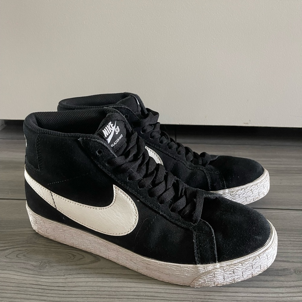 Nike Black and White Suede Sneakers